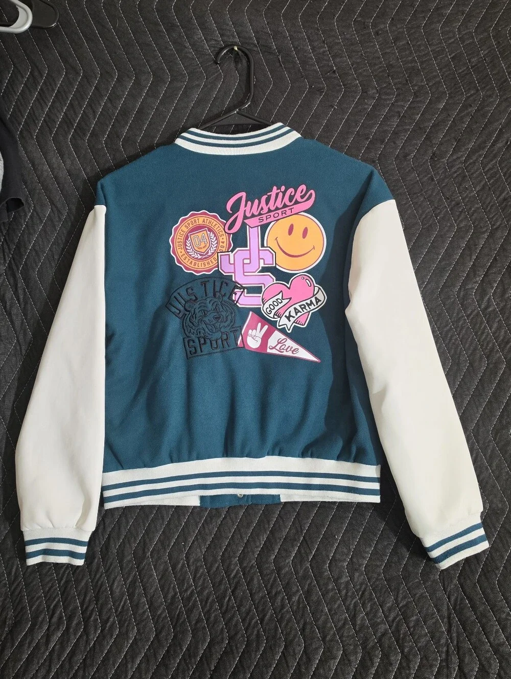 Justice Girls Teal & White Varsity Jacket